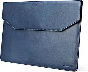 Premium 13 inch Genuine Leather Laptop Sleeve Case - Compatible with MacBook Air M1/M2 (2018-2024) & MacBook Pro M1/M2 (2016-2024), 12.9 inch iPad Pro Sleeve - Blue
