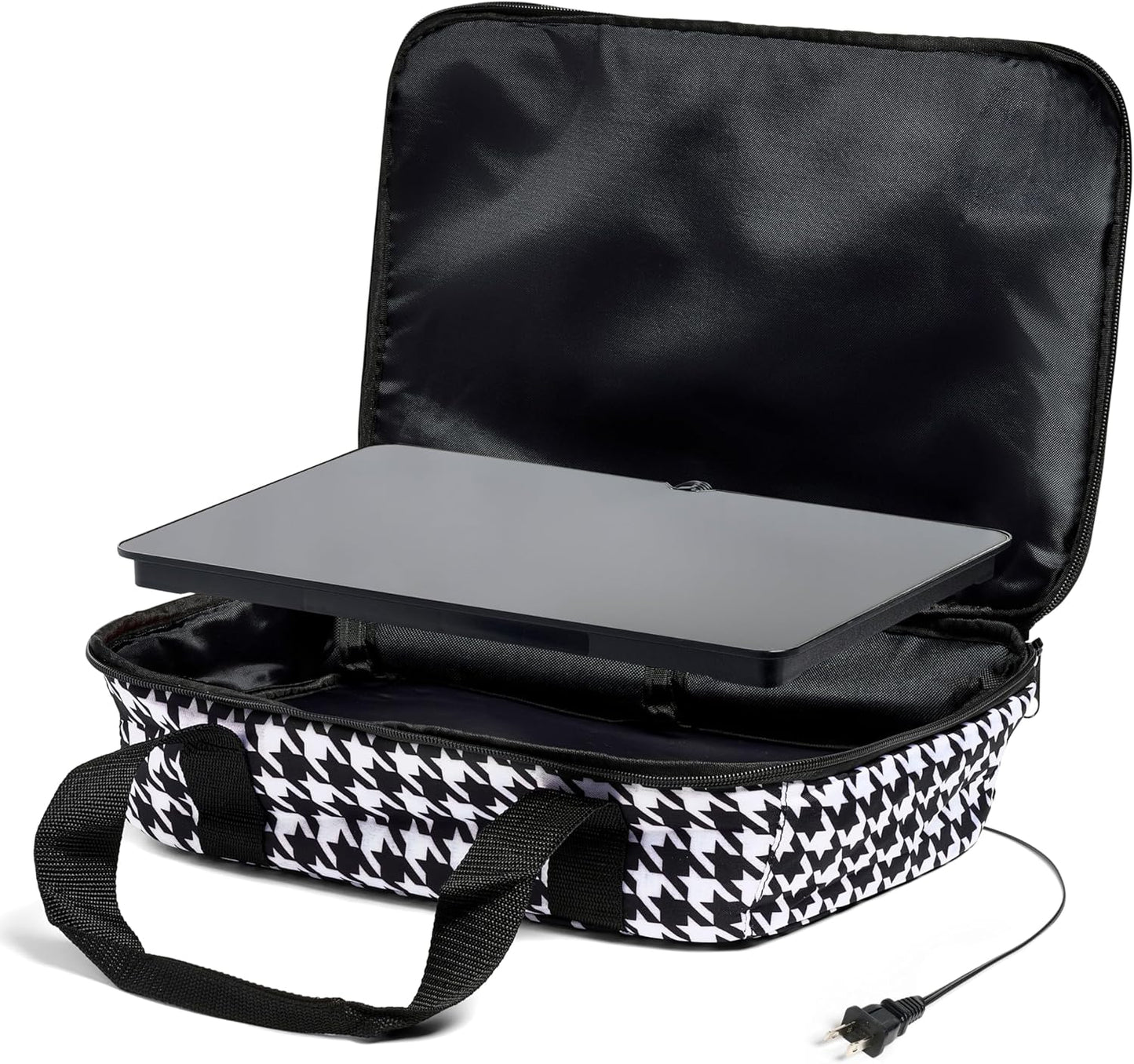 HOTLOGIC Max Large Portable Electric Food Heater - Innovative Food Warmer and Heated Lunch Box for Adults Car\/Home - Easily Cook, Reheat, and Keep Your Food Warm - HOUNDSTOOTH - 120V