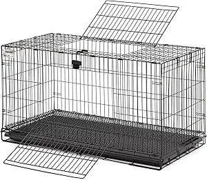 MidWest Homes for Pets Medium Wabbitat Rabbit Cage, Grid Mesh Floor, Removable Tray, Top & Front Door Access, Rust Resistant Finish, No Tools Required