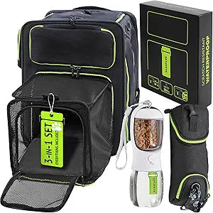 Cat Carrier Backpack for Travel & Car, 3-in-1 Expandable Cat & Small Dog Backpack Carrier up to 25 lbs, Breathable & Waterproof Pet Carrier