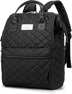 Kinmac Wide Open Style Laptop Backpack Travel Outdoor Backpack For Laptop Up to 15.6 Inch (Black Embroidery)