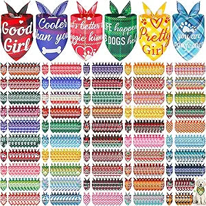 Buryeah 500 Pcs Plaid Dog Bandanas Bulk for Groomers Pet Scarf Puppy Bibs with Cute Sayings Adjustable Washable Pet Spring Summer Accessories for Small to Large Dogs Cats(Classic Plaid)