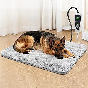 Large Dog Heating Pad 36x24 in with Smart Thermostat Switch and Power Line Protection Tube,Obtained MET and UL Dual Certification,Waterproof Pet Heating Pad with Long Velvet Cloth Cover