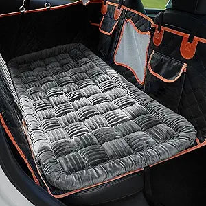 Soulbond Backseat Pet Bed Mat,Dog Bed for Car,Fuzzy Dog Seat Cover for Car Back Seat, Non-Slip Travel Pet Mat, Fit for Backseat Extenders and Seat Covers(Gray)